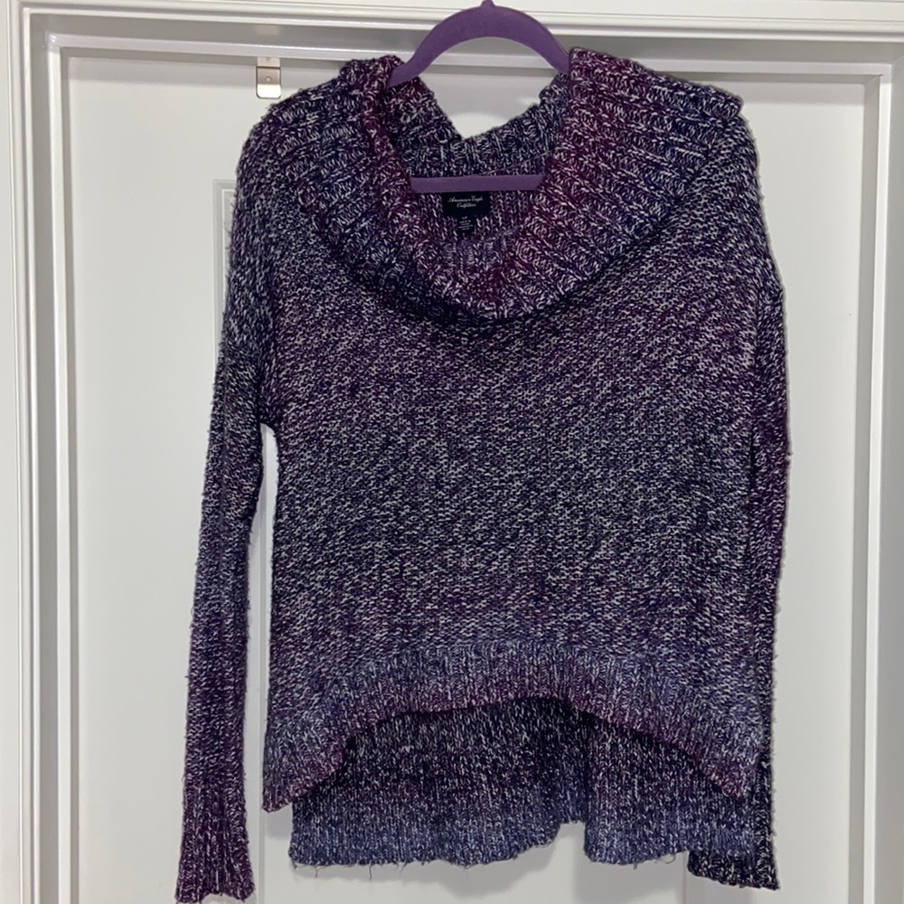 Purple American Eagle sweater with comfortable cowl neck, size Small